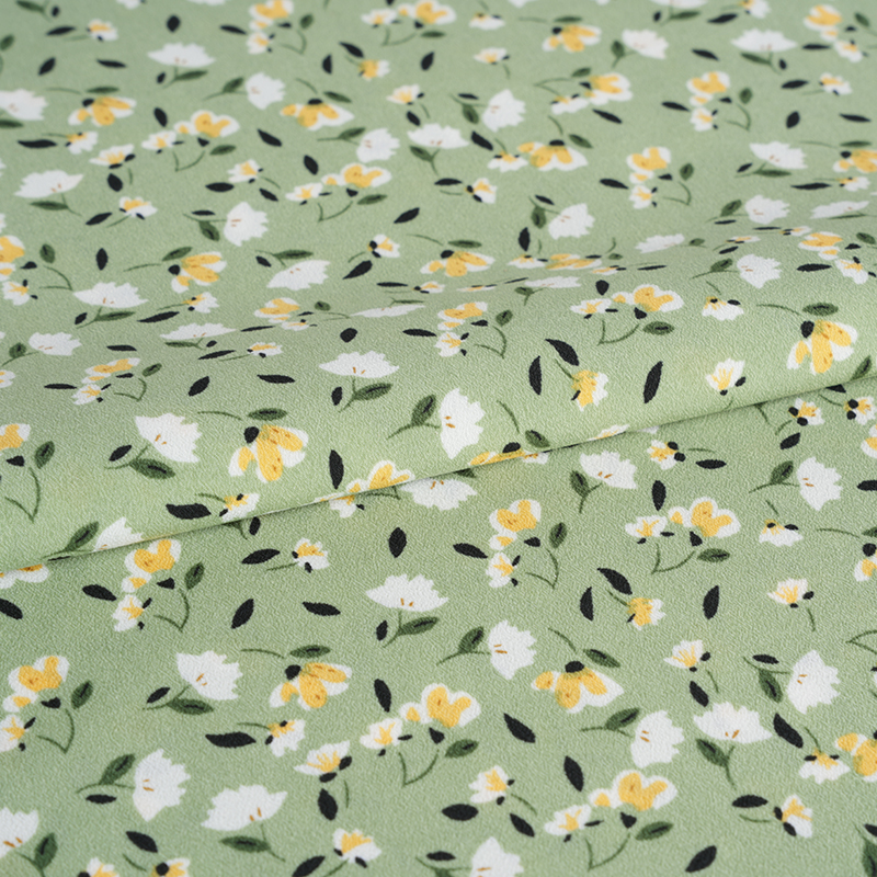 2026*75 Valse Twist Zijden Bloem Yao Crêpe Kleine Bloemenprint Stof