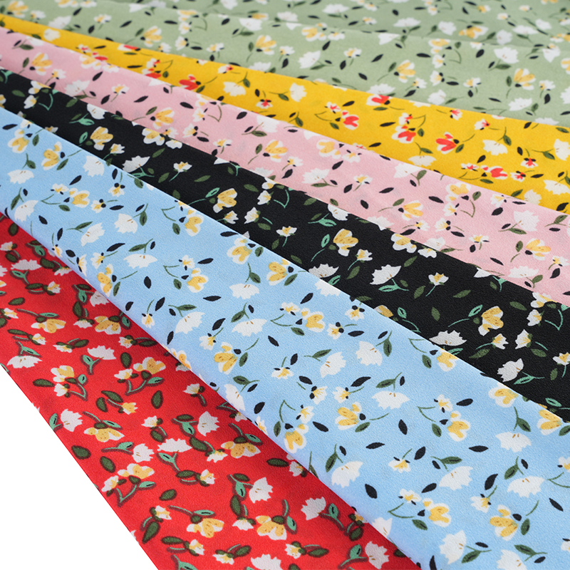 2026*75 Valse Twist Zijden Bloem Yao Crêpe Kleine Bloemenprint Stof