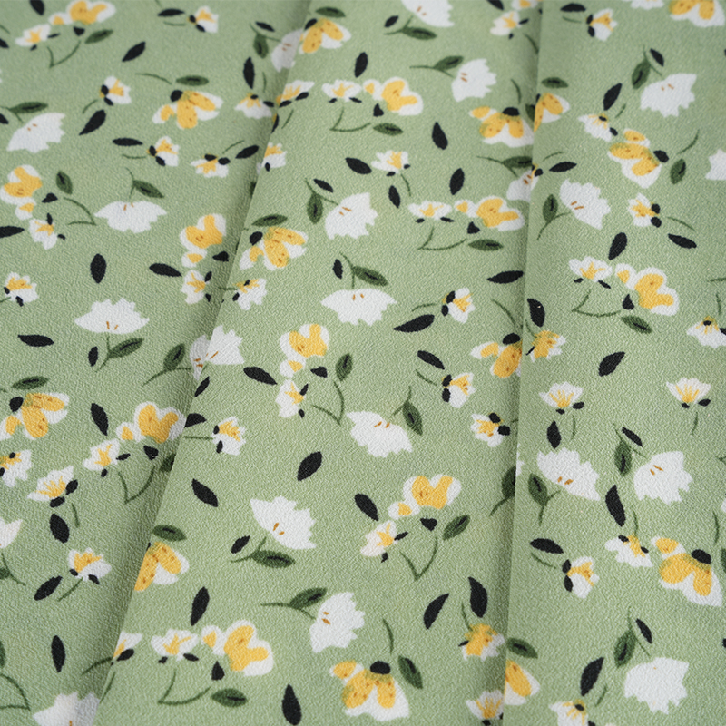 2026*75 Valse Twist Zijden Bloem Yao Crêpe Kleine Bloemenprint Stof