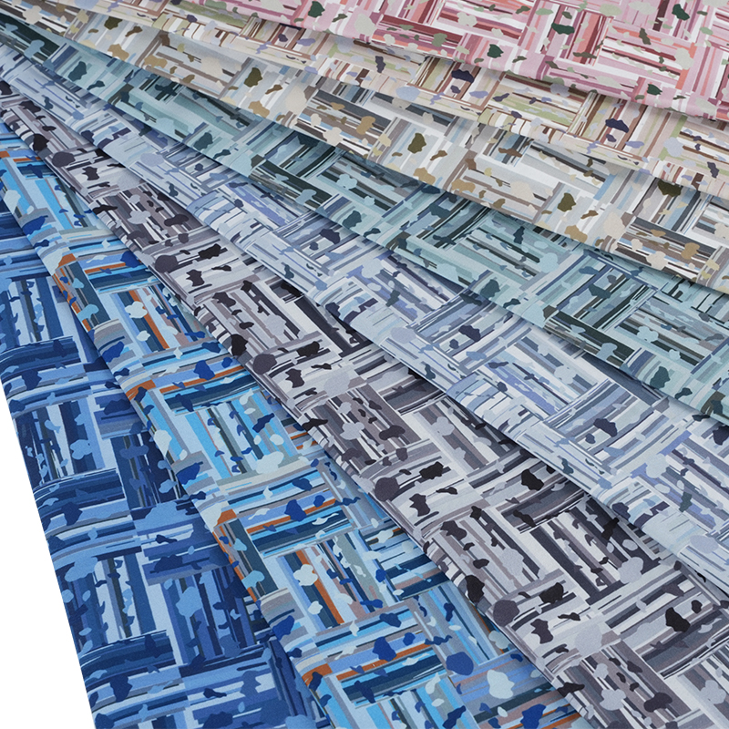 100D*40S Cool Silk Cotton Abstract Positief en Negatief Blok Digitaal Afdrukken Stof